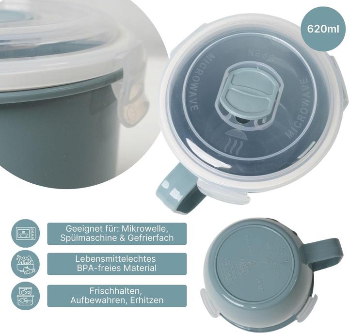 Produktbild Hobby Mikrowellen-Tasse mit Henkel Mikrowellen-Becher Lunchbecher Suppen-Mug (620 ml, 1 x)
