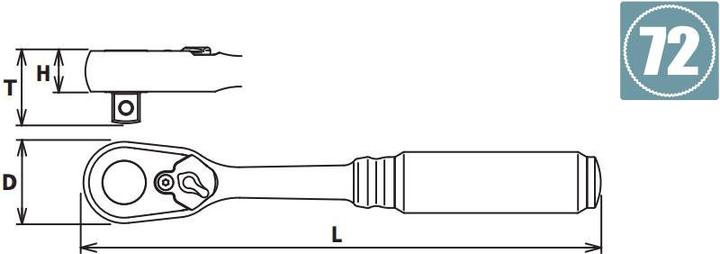 Image du produit Koken Handratsche 3/8", 72 Zähne, 178mm, Z-Reihe