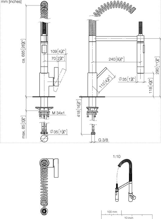 Produktbild Dornbracht Tara Ultra 1-gats keukenkraan profi chroom 3386087500