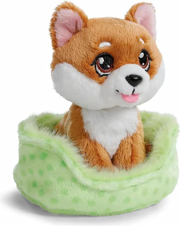 Magni NICI GREEN Kuscheltier little Paws Hund Shiba Inu braun 12cm im grünen Körbchen (12 cm)