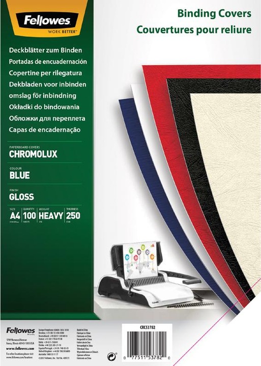 Produktbild Fellowes Chromolux Deckblatt, glänzend, blau