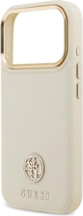 Productafbeelding Guess - Grained Strass Logo MagSafe (GUHMP17LPGCRMDEE) - iPhone 17 Pro - Beige (Apple iPhone 17 Pro)