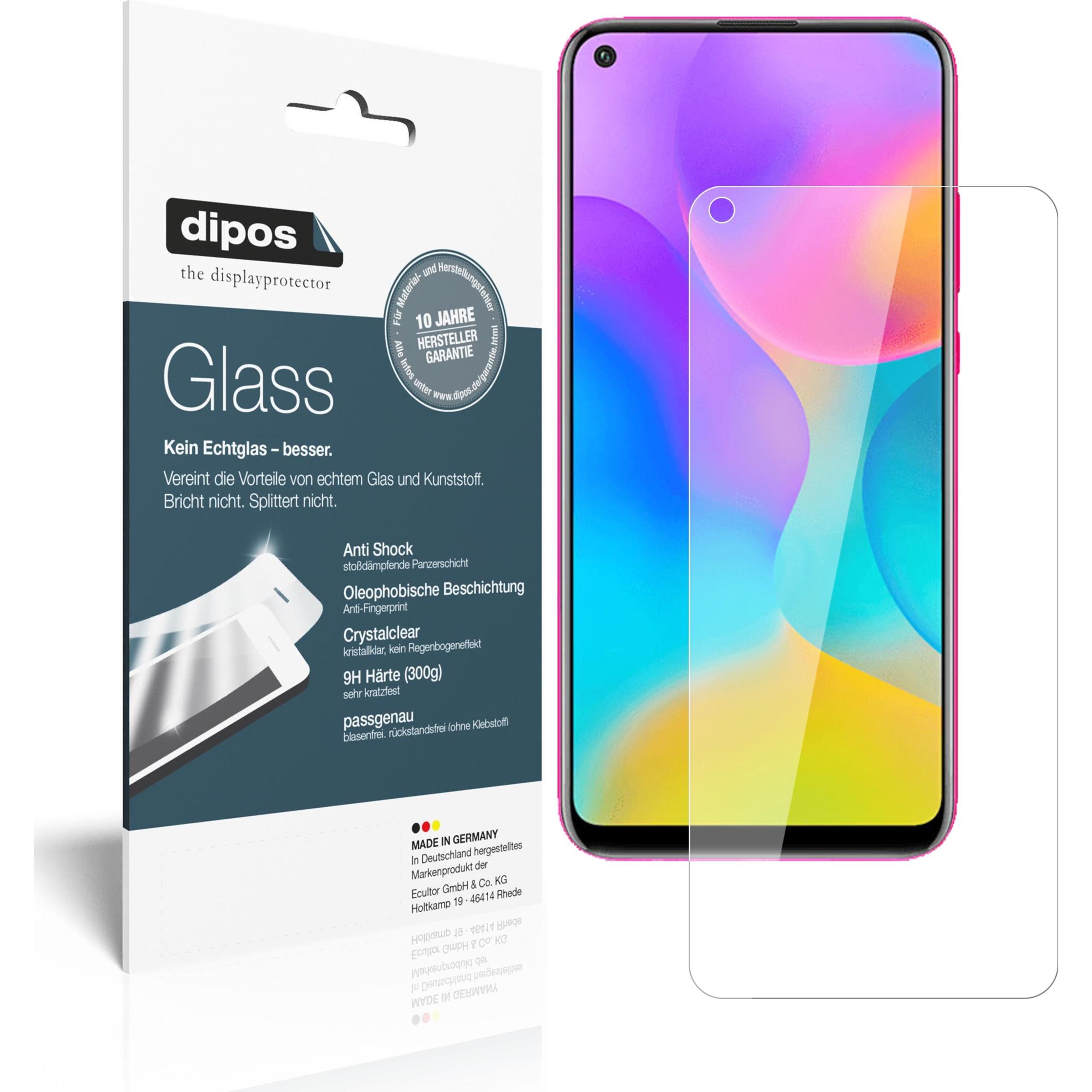 Dipos Displayschutz Anti-Shock (2 Stück, Huawei Enjoy 10), Smartphone Schutzfolie, Transparent