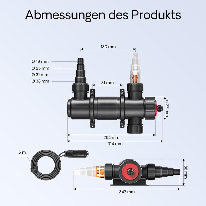 Actual product image SunSun UV Light 11W Pond Water Clarifier CUV111 Steriliser Filter Fish Koi UVC