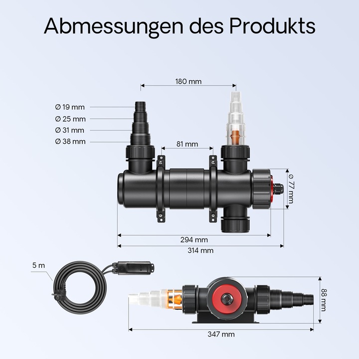 Produktbild SunSun UV-C 1700 l/h 11 W Teichklärer Vorklärgerät Wasserklärer Lichtfilter