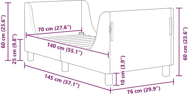 Image du produit vidaXL Moderner Bettrahmen (70 x 140 cm)
