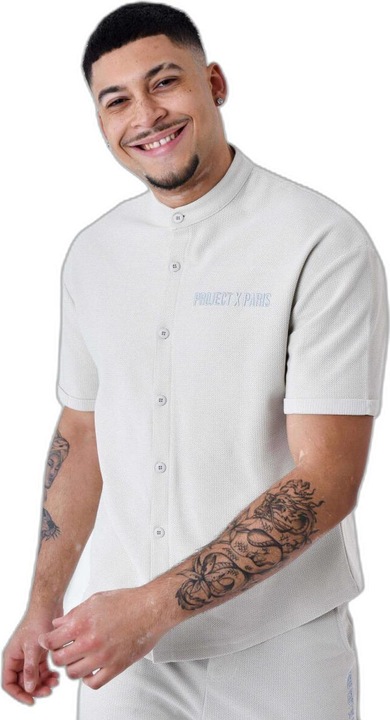 Project X Paris plain textured mao collar hirt project x pari (S)