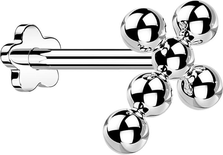 Produktbild Star Piercing Micro Threadless Labret Blume silber Kreuz Kugeln (ohne Messing, Titan G23)