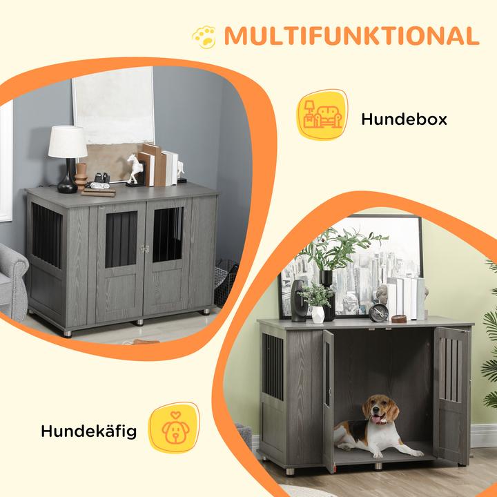 Actual product image PawHut Hundekäfig Spanplatte, Stahl Grau (Dog kennel)