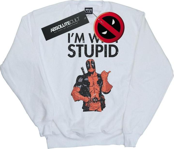 Actual product image Womens/Ladies Deadpool I'm With Stupid Sweatshirt (M)