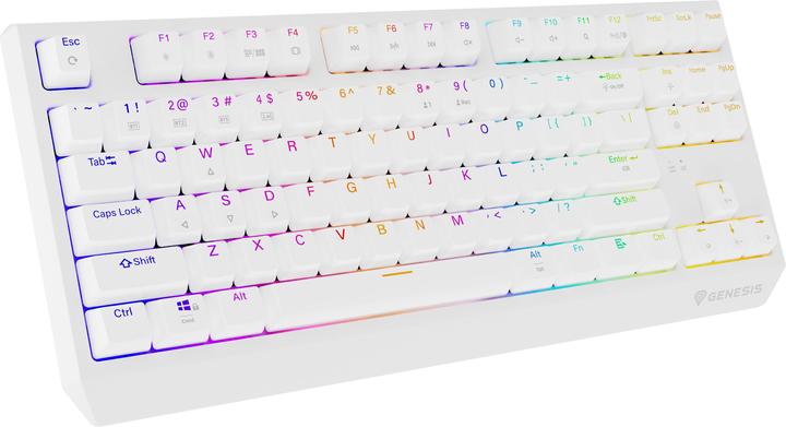Produktbild Genesis herní klávesnice THOR 230/TKL/RGB/Outemu Red/Bezdrátová USB + Bluetooth/US layout/Bílá (US, Kabelgebunden, Kabellos)