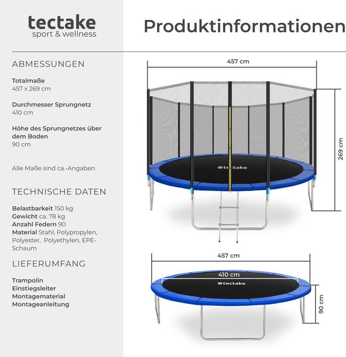 Actual product image tectake Trampoline Garfunky (457 cm)