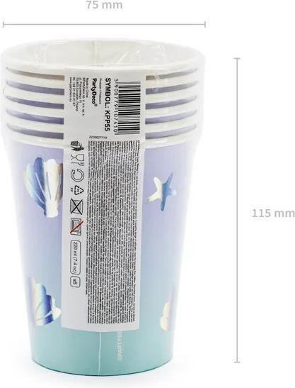 Produktbild Partydeco Paper cups Narwhal, mix, 220ml (1 pkt / 6 pc.) (6x)