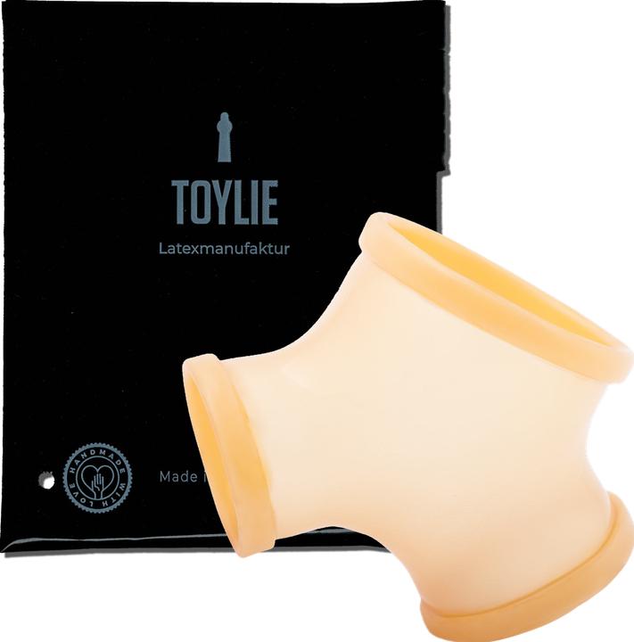 Actual product image Toylie Latex penis sheath "GIL" semi-transparent, without shaft, with penis ring and testicle ring
