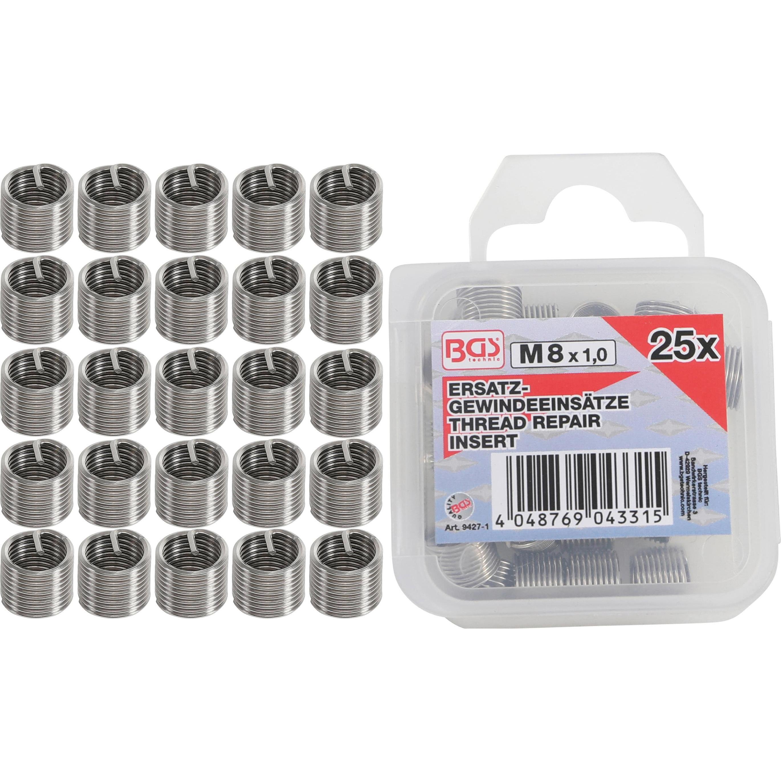 BGS, Gewindeschneider + Gewindebohrer, Ersatz-Gewindeeinsätze M8 x 1,0 mm 25-tlg.