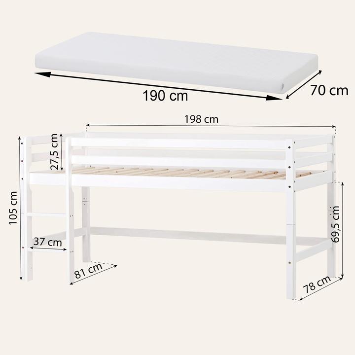 Actual product image Hoppekids BASIC-A4-4 Half-high. Bed 70x190 (70x190)