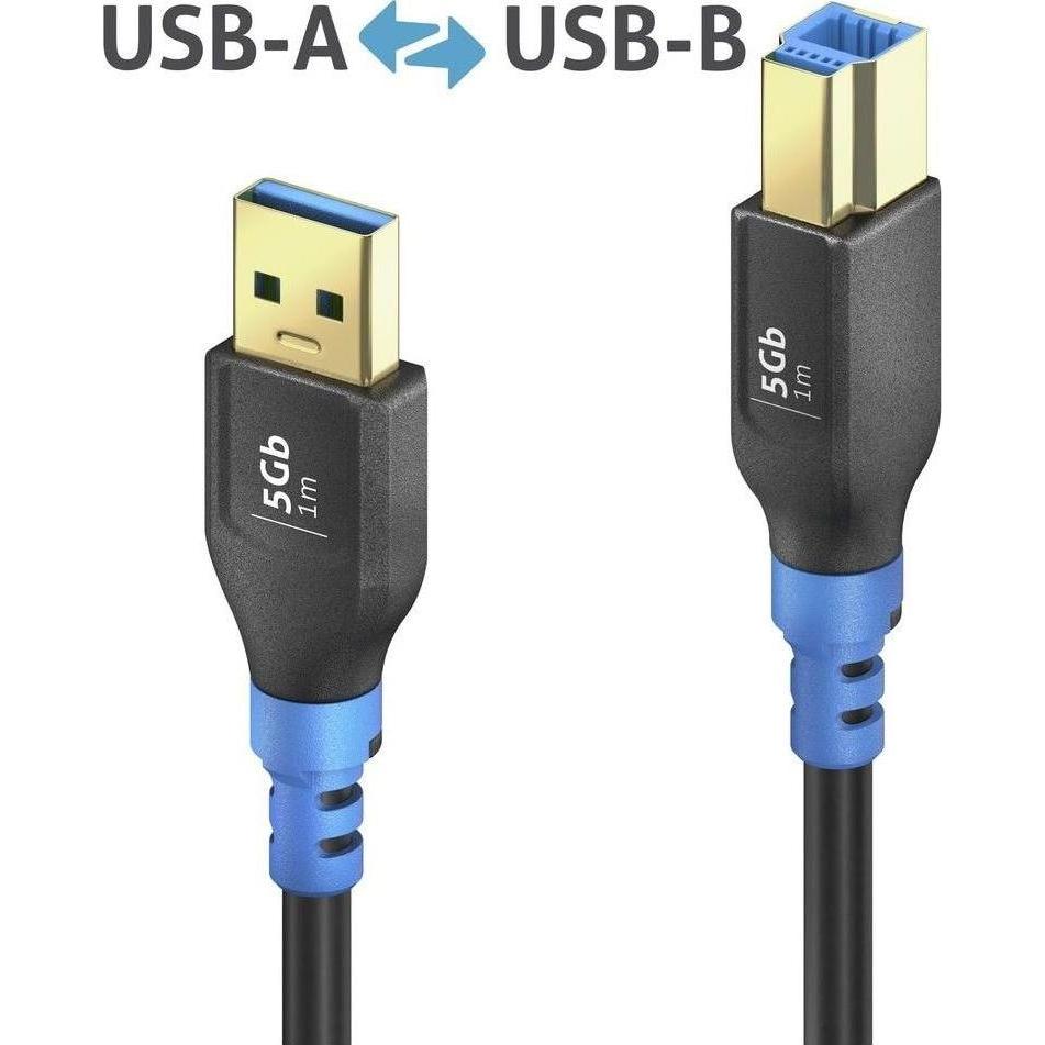 Purelink USB-A>B Kabel 2m (2 m, USB 3.2 Gen 1), USB Kabel