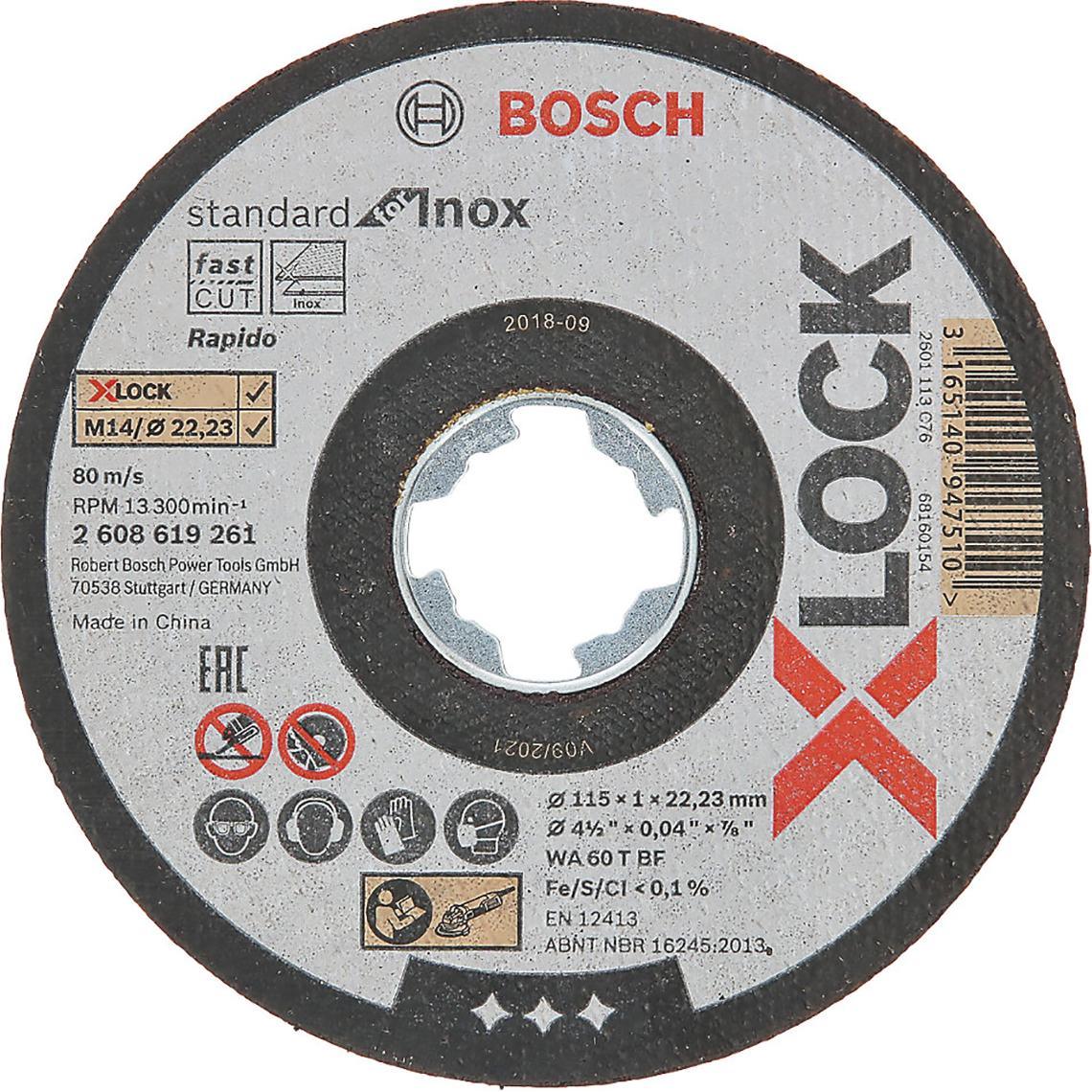 Bosch Professional Zubehör, Sägeblatt, PRO Stainless Steel and Metal X-Lock Trennscheibe, 115 x 1,6 x 22,23 mm
