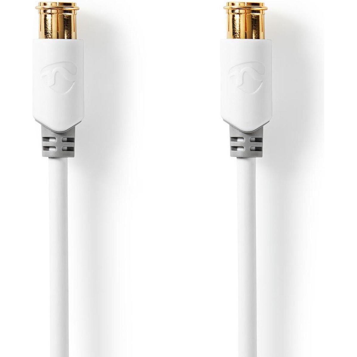 Nedis Cavo satellite e antenna - Connettore F-quick - 10 m - rotondo - 75 Ohm - PVC/metallo - Bianco (75 dB, Cavi antenna), Cavo antenna