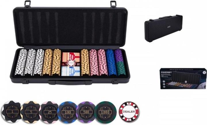 Produktbild Engelhart Pokerset in zwarte koffer, 500 chips met waarde (14 gram) - Games (320961)