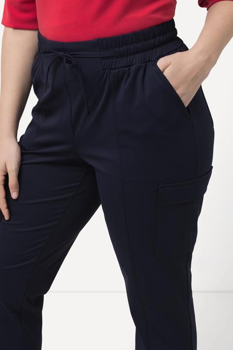 Image du produit Ulla Popken Pantalon cargo, poches, taille élastique et bas de jambe fendu (52)