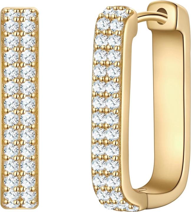 Immagine prodotto Glanzstücke München Creolen Sterling Silber gelbgold Zirkonia weiss - 38262 (Oro giallo 14 carati, Argento 925)