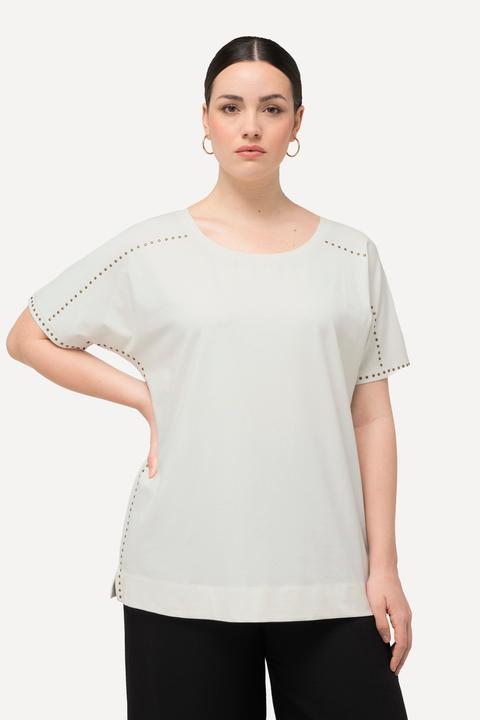 Image du produit Ulla Popken T-shirt oversized à col rond et manches courtes. Rivets fantaisie (56)