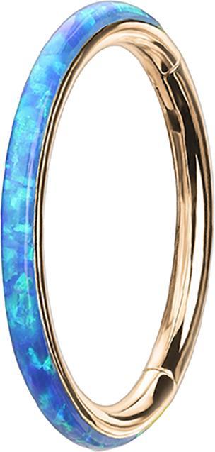 Produktbild Star Piercing Micro Segmentring klappbar rosegold seitlich Opal streifen blau (ohne Messing, Chirurgenstahl 316L)