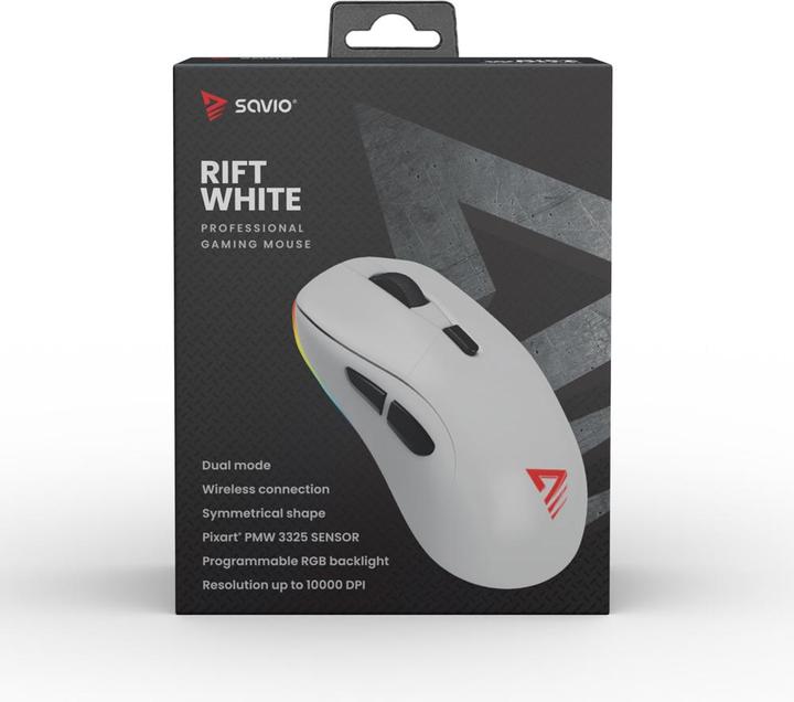 Produktbild Savio RIFT WHITE Gaming-Maus RGB Dual Mode (Kabelgebunden)