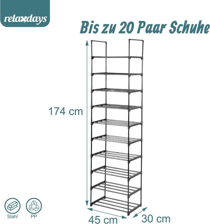 Productafbeelding Relaxdays Schuhregal (45 x 30 x 174 cm)