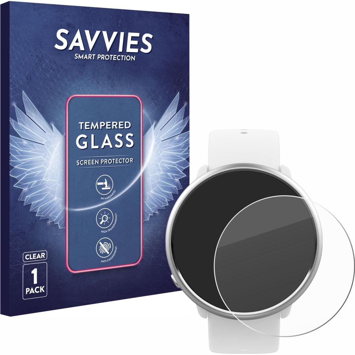 Savvies Panzerglas Hartglas Displayschutz, Smartwatch Schutzfolie, Transparent