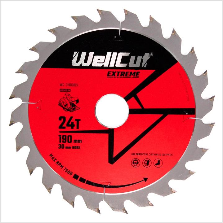 Produktbild Wellcut Kreissägeblatt WC-C1903024 TCT 190 x 2,4 x 30 mm 24 Zähne für Holz