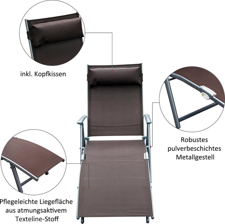 Image du produit Outsunny Chaise longue de jardin avec coussin (180 cm)