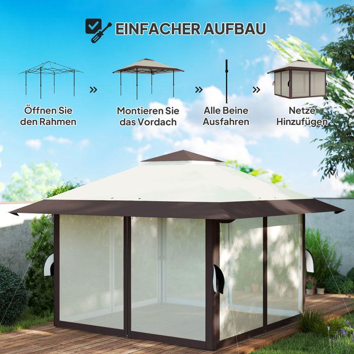 Actual product image Swisshandel24 Faltpavillon 4x4m Wasserdicht Höhenverstellbar, Beige (400 cm, 400 cm)