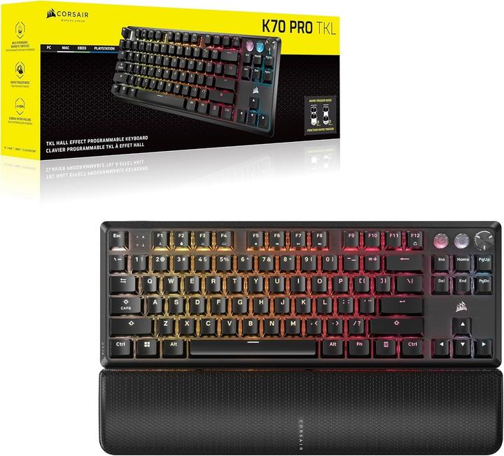 Actual product image Corsair K70 PRO TKL RGB Tenkeyless Magnetic-Mechanical Wired Gaming Keyboard (Αγγλικό US) - Black CH (US, Cable)