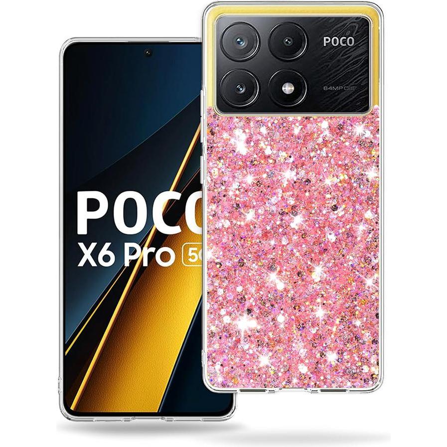 Techsuit - Sparkly Glitter - Xiaomi Poco X6 Pro - Pink (Xiaomi Poco X6 Pro), Cover smartphone, Pink