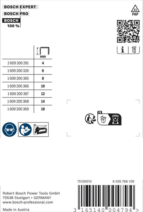 Produktbild Bosch Professional Zubehör Feindrahtklammer Typ 53, 11,4 x 0,74 x 18 mm, 1000er-Pack