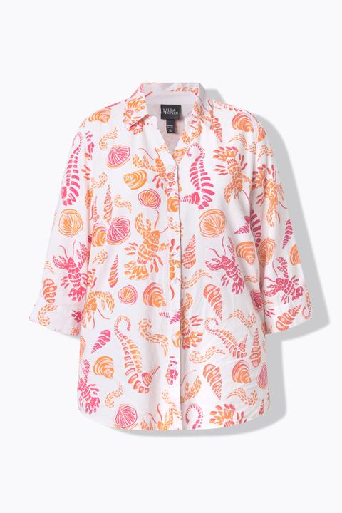 Immagine prodotto Ulla Popken Camicia in misto lino con colletto da camicia e maniche a 3/4 (48)