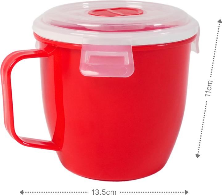 Produktbild Hobby Mikrowellen-Tasse mit Henkel Mikrowellen-Becher Lunchbecher Suppen-Mug (620 ml, 1 x)
