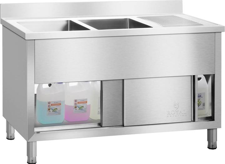 Actual product image Royal Catering Double Sink Cabinet - 140 cm (64 cm, 140 cm)
