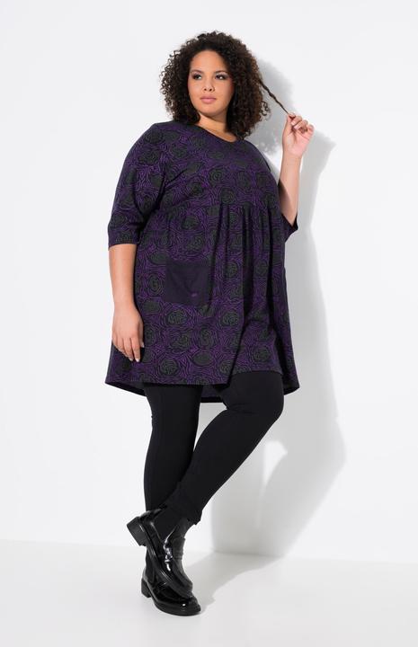 Produktbild Ulla Popken Longshirt, A-Linie, Blumendruck, 3/4-Ärmel (56)
