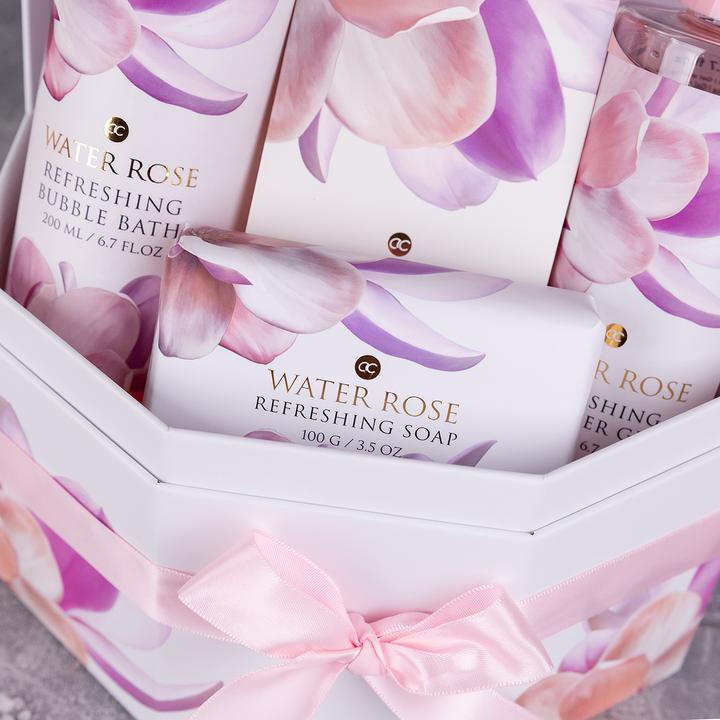 Actual product image Accentra WATER ROSE bath set in gift box, incl. 200ml shower gel, 200ml bubble bath, 100g soap, 100g bath (Hair care set)
