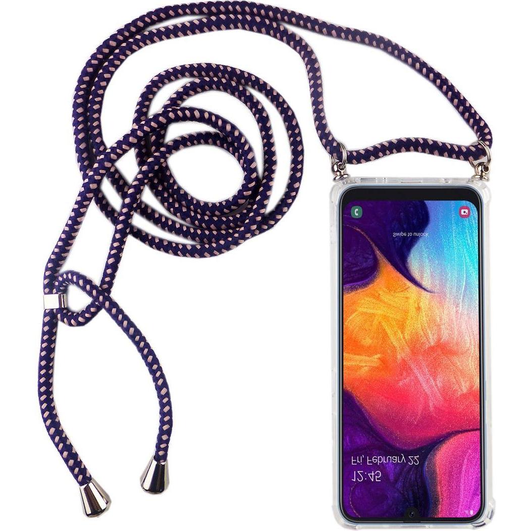 Thumbnail - König Design Handykette für Samsung Galaxy A50 mit Band Case zum umhängen Kordel Violett Neu, Handykette, Transparent