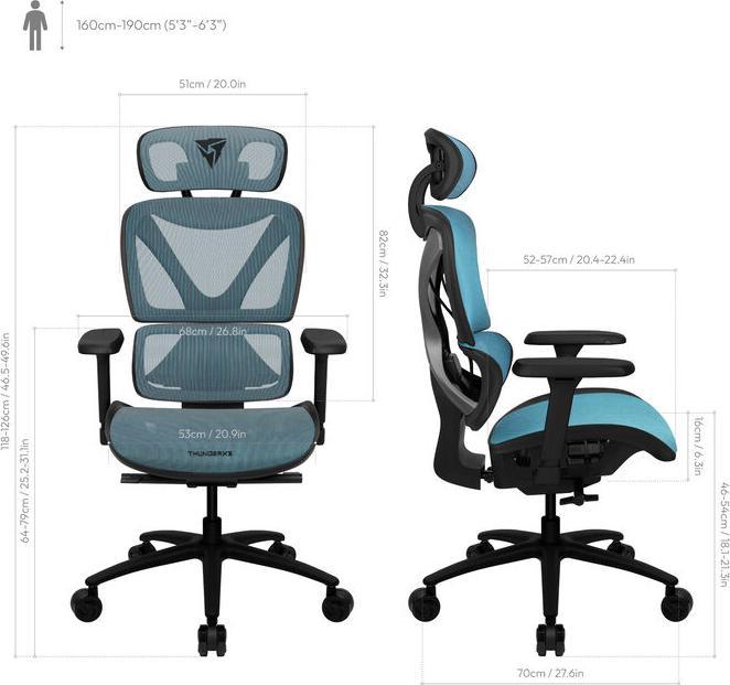 Produktbild Thunder X3 ThunderX3 XTC Ergonomischer Bürostuhl - schwarz/blau