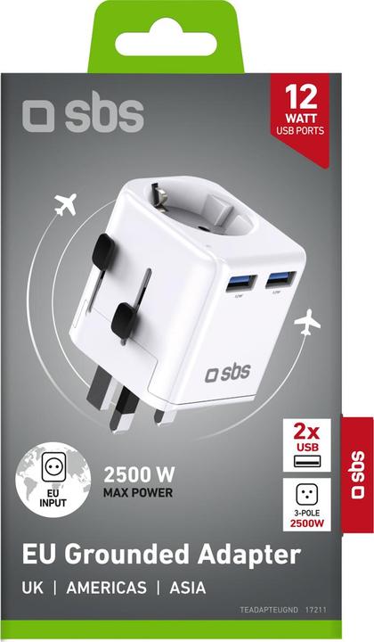 Actual product image SBS Universal-Reiseadapter – EU 2xUSB-A – weiss