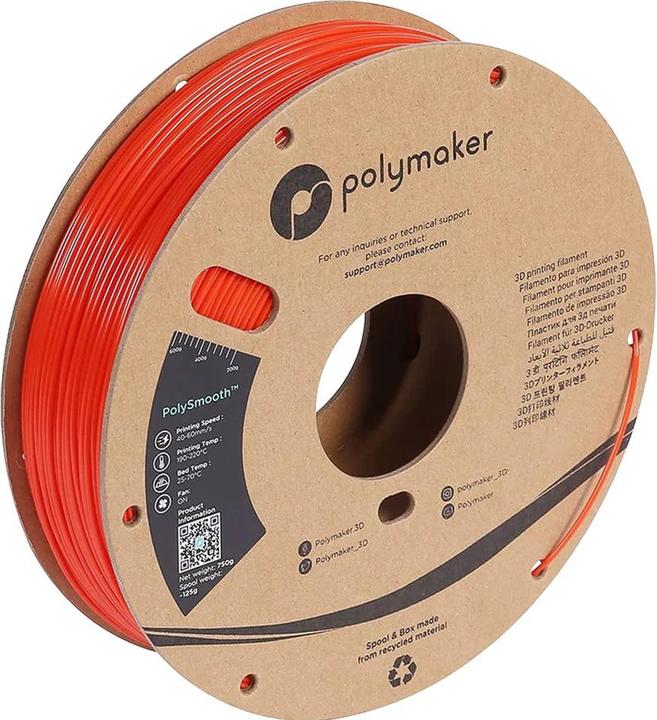 Actual product image Polymaker PJ01004 PolySmooth Filament polishable 1.75 mm 750 g Coral Red 1 pc. (PVB, 1.75 mm, 750 g)