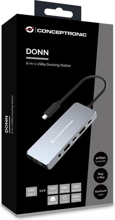 Actual product image Conceptronic Dock USB-C->HDMI,2.5GbE,USBC/3.0,100WPD0.18m gr (USB-C, 6 ports)