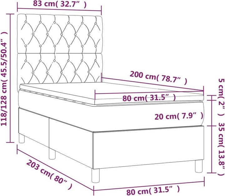 Actual product image vidaXL Boxspringbett (80 x 200 cm)