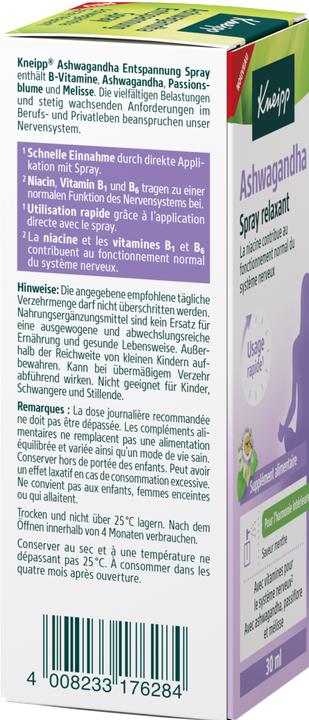 Nutritional values and ingredients Kneipp Ashwaganda (1 Piece, Spray)