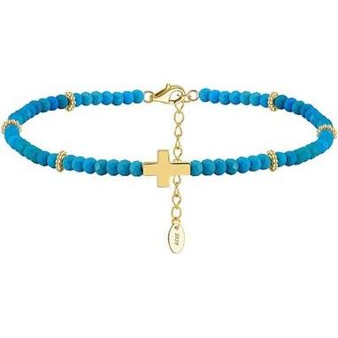 JVD, Armschmuck, - Blue beaded bracelet with a cross SVLB0432XK1GT24